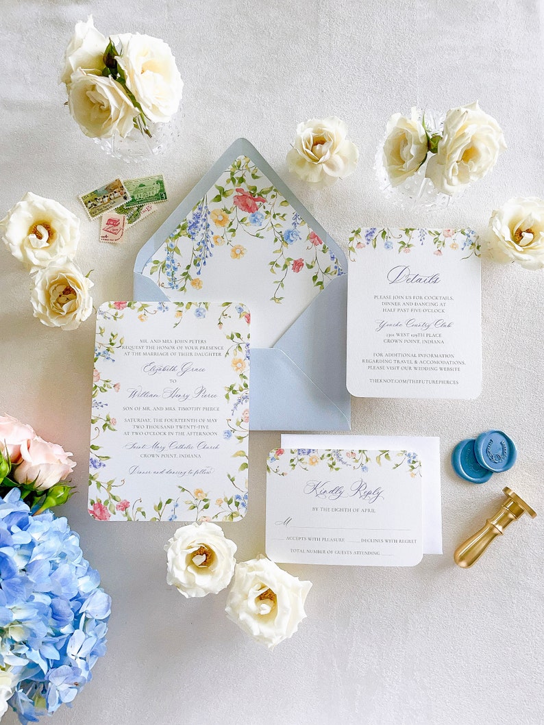 Mayfair Elegant Watercolor Wildflower Wedding Invitation Suite Semi-Custom image 3