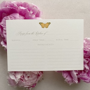 Tarjetas de recetas florales Andie Floral Chinoiserie para una despedida de soltera elegante y atemporal