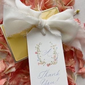 Etichette regalo monogramma acquerello floreale Annie per elegante addio al nubilato