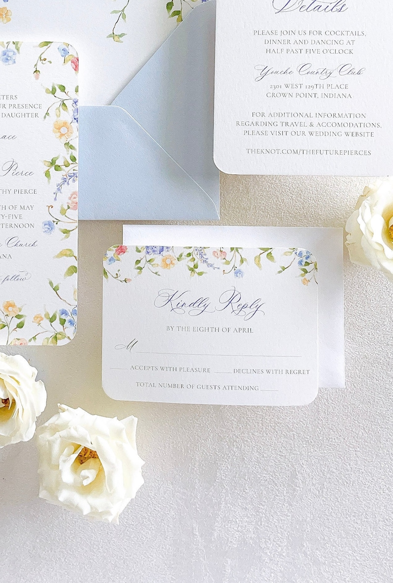 Mayfair Elegant Watercolor Wildflower Wedding Invitation Suite Semi-Custom image 6