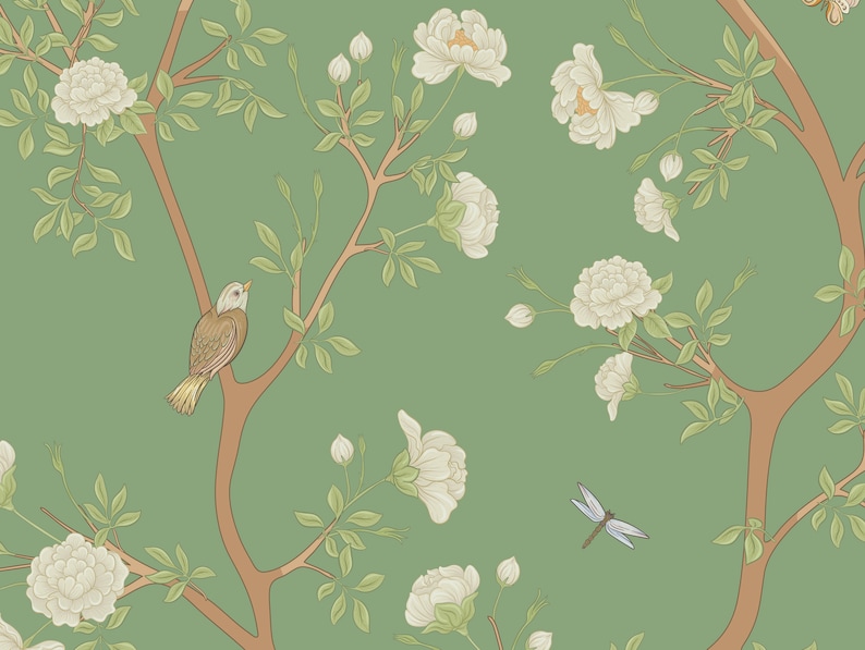 Green Chinoiserie Printable Wall Decor | Set of 2 | Instant Digital ...
