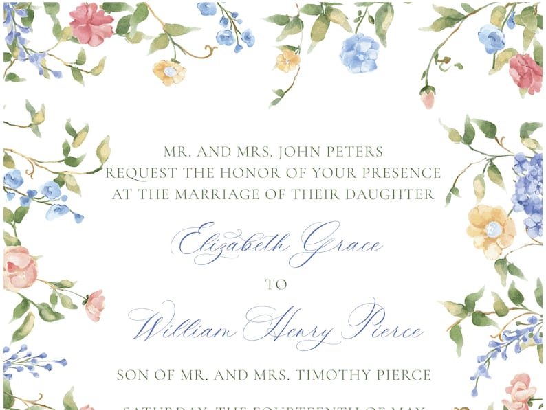 Mayfair Elegant Watercolor Wildflower Wedding Invitation Suite Semi-Custom image 7