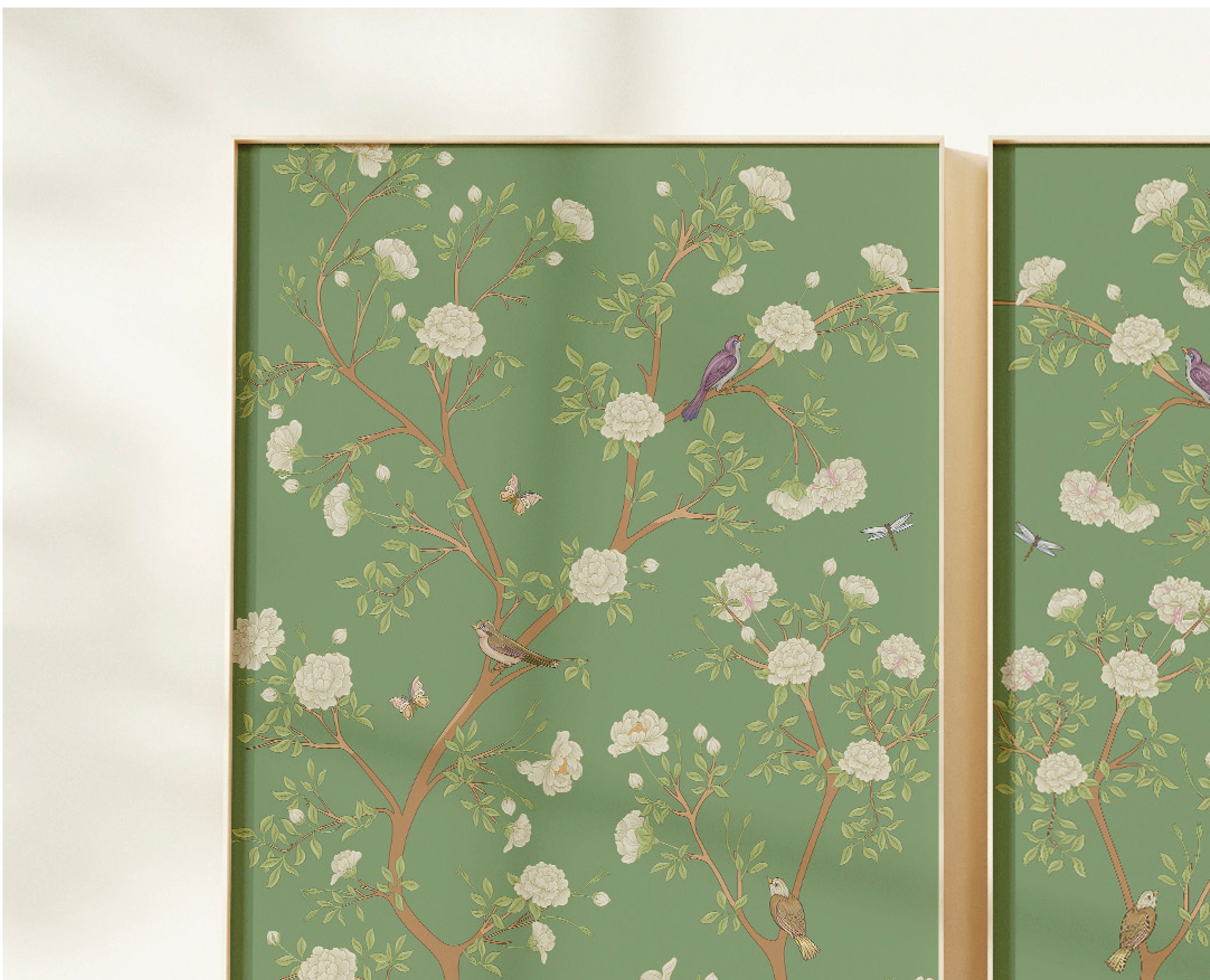 Green Chinoiserie Printable Wall Decor | Set of 2 | Instant Digital ...