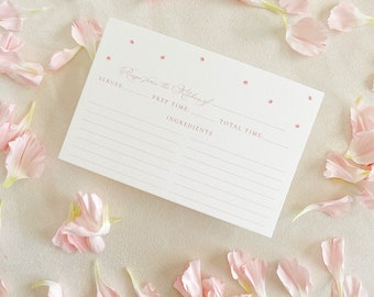 Catherine Delicate Pink Recipe Cards for Bridal Shower