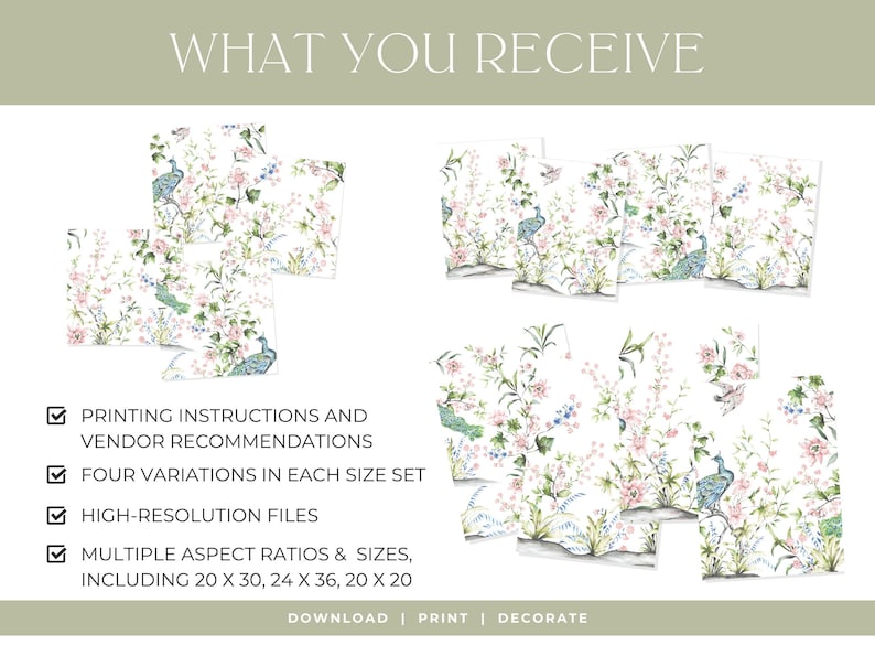 Classic Chinoiserie Printable Art Prints | Multiple Sizes | Grandmillenial Decor | Instant Digital Download image 5