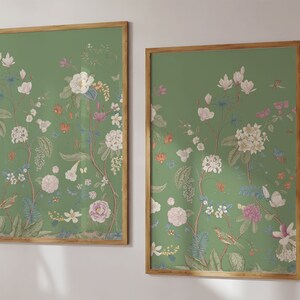 Green Grandmillenial Chinoiserie Wall Decor | Set of 2 | Instant ...