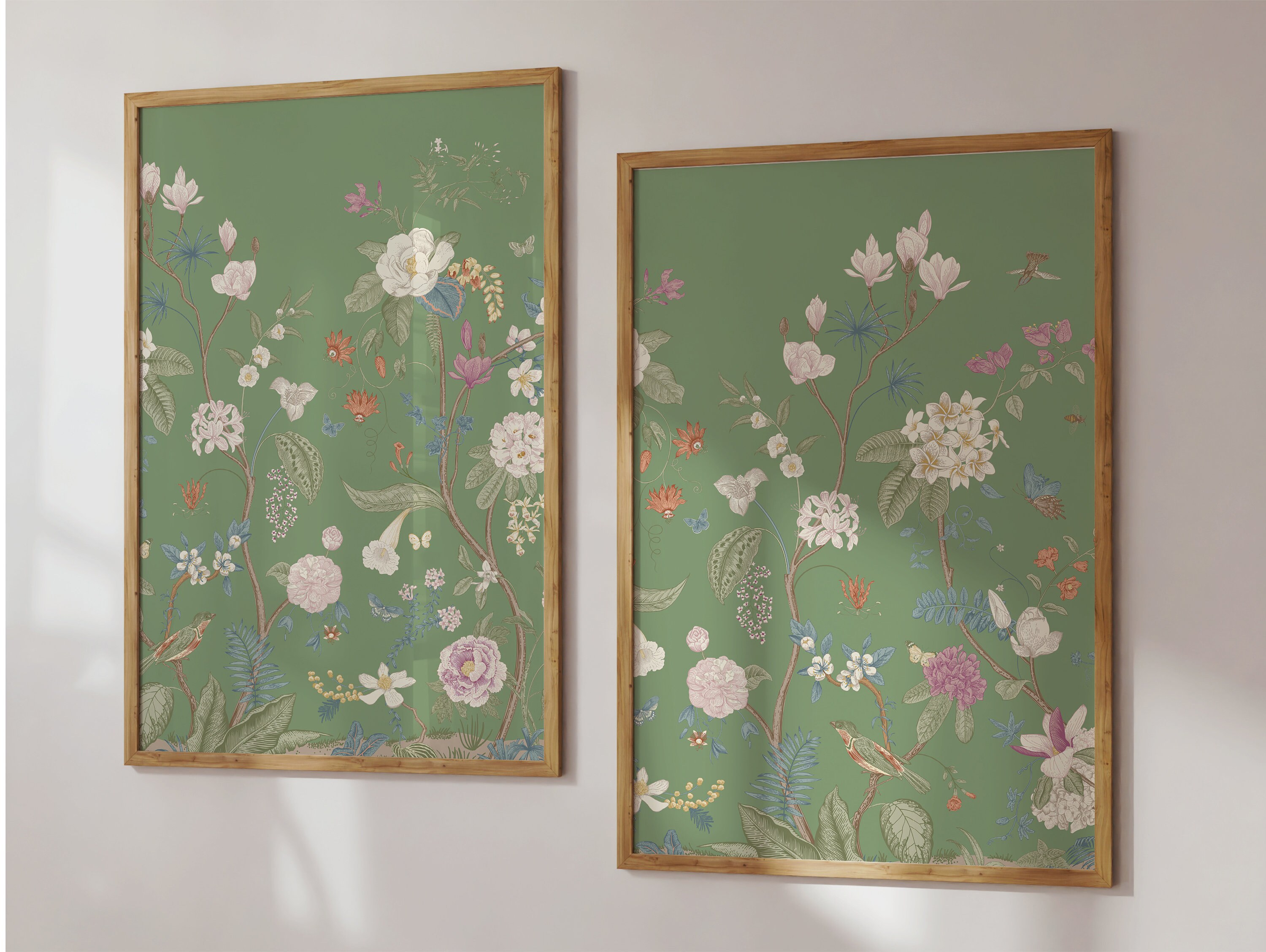 Green Grandmillenial Chinoiserie Wall Decor | Set of 2 | Instant ...