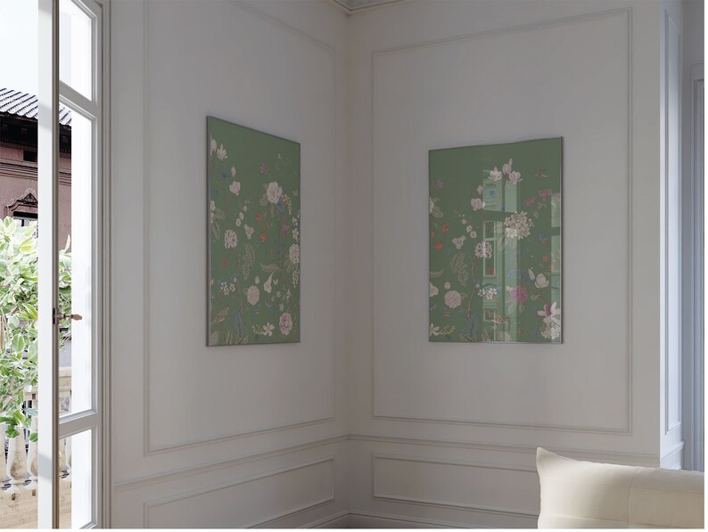 Buy Green Grandmillenial Chinoiserie Wall Decor | Set of 2 | Instant ...