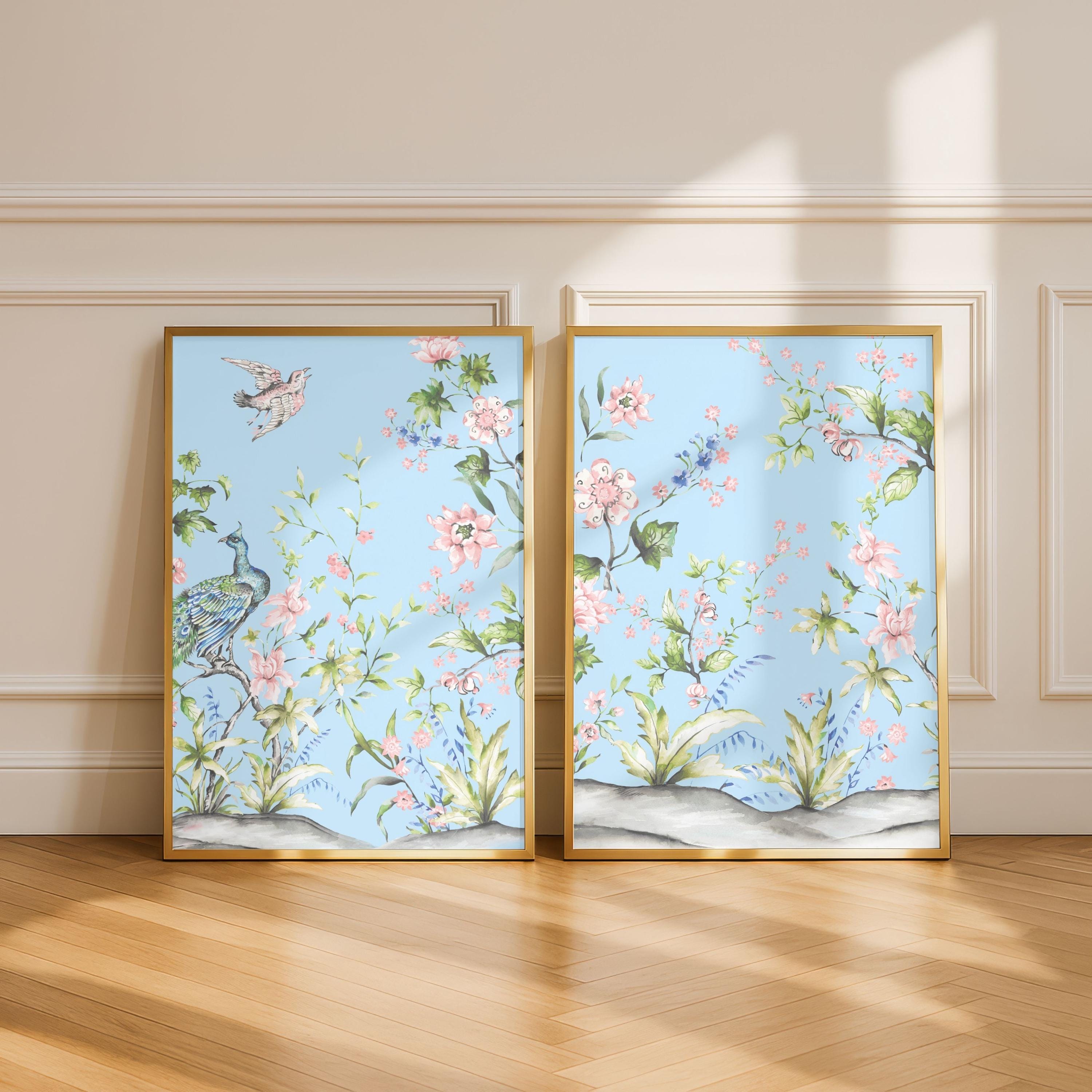 French Blue Chinoiserie Wall Art Set of 4 | Digital Download Printable ...