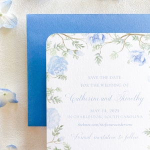 Charleston blauwe chinoiserie Save the Date