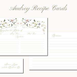 Receptkaarten met bloemenaquarel Audrey