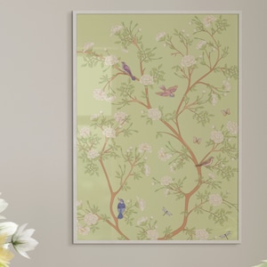 Pale Green Chinoiserie Grandmillenial Wall Decor | Set of 2 | Instant Digital Download