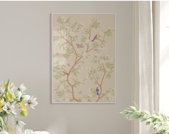 Cream Chinoiserie Grandmillenial Wall Decor | Set of 2 | Instant Digital Download