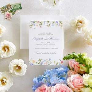 Mayfair Wedding Save the Date with Watercolor Florals