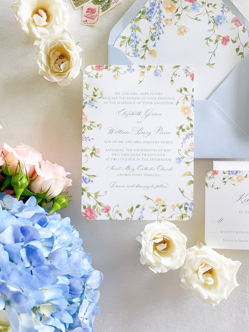 Mayfair Elegant Watercolor Wildflower Wedding Invitation Suite Semi-Custom image 4