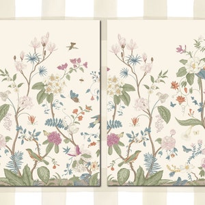 Pearl Chinoiserie Floral Pattern Printable 16 by 20 inches | Home Decor
