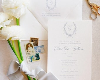 Claire Monogram Invitation for Traditional French Inspired Bridal Shower