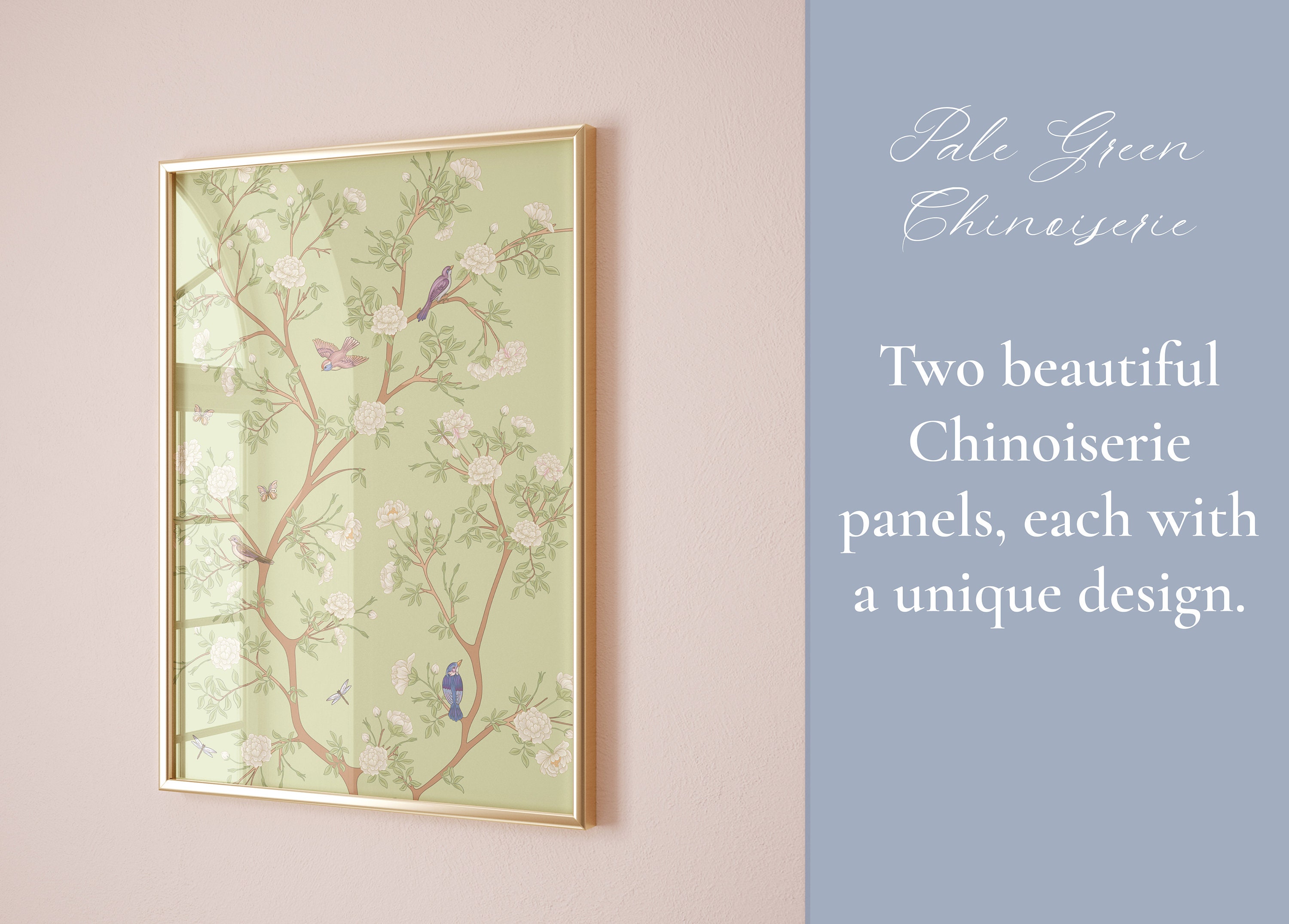Pale Green Chinoiserie Grandmillenial Wall Decor | Set of 2 | Instant ...
