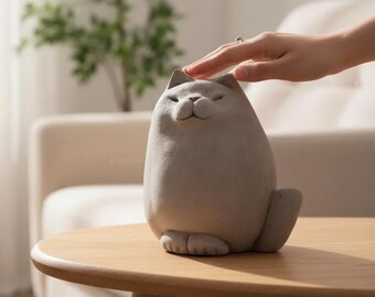 Cat Stone 7.5 Inch / 19 Cm, Cat Jizo, Stone Carving, Cat Lover
