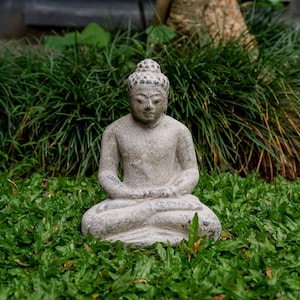 Meditating Buddha 9 Inch /  22 cm, Mini Buddha, Buddha Statue, Concrete Figurine, Garden Decor, Outdoor Decor, Housewarming