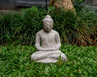 Meditating Buddha 9 Inch /  22 cm, Mini Buddha, Buddha Statue, Concrete Figurine, Garden Decor, Outdoor Decor, Housewarming