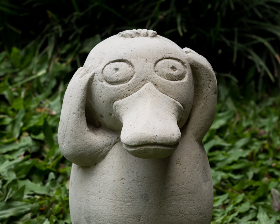 Psy duck Poke mon Stone Carving 8 Inch / 20 cm, Psy duck statue Room Decor, Birthday Gift, Wedding Gift, Garden Decor, Gift for Her
