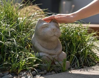 Kat mediteren yoga zen standbeeld 8 inch / 20 cm, yoga kattensteen, yogasteen, kattenstandbeeld, tuindecor, woondecoratie, huisdecor