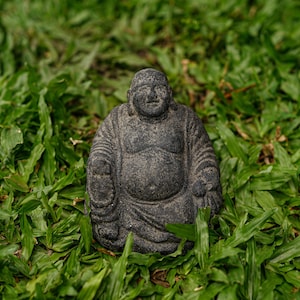 Laughing Buddha 4 Inch / 10 cm, Jizo Buddha Sculpture, Home Decor, Gift for mom, Zen Buddha, Children Guardian, Traveler Guardian