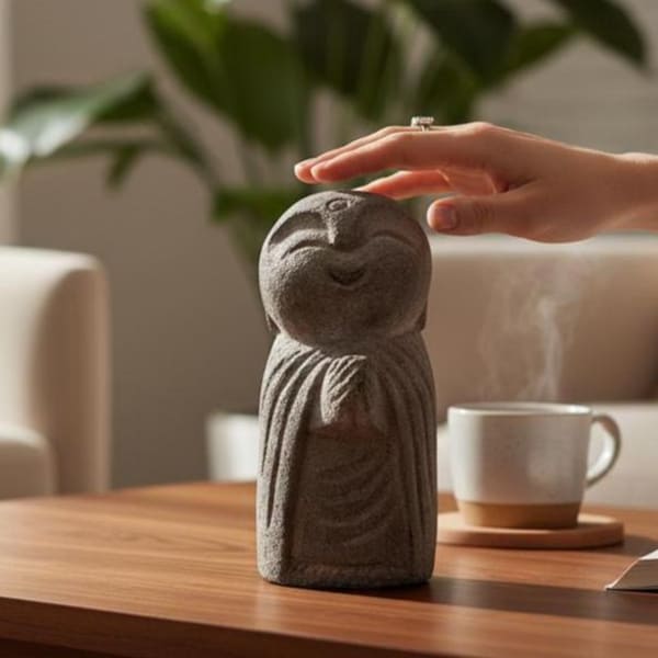 Jizo Buddha Concrete 5 inch / 12 Inch, Jizo Buddha Sculpture, Home Decor, Gift for mom, Zen Buddha, Children Guardian, Traveler Guardian