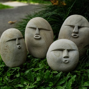 Funny Stone , Stone Face Figurine, Meme funny stone, Stone Carving Face, Funny Face, Stone Carving, Garden Decor, Home Decor, Birthday Gift