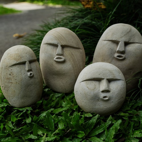 Funny Stone , Stone Face Figurine, Meme funny stone, Stone Carving Face, Funny Face, Stone Carving, Garden Decor, Home Decor, Birthday Gift