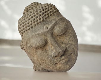 Buddha Head Sculpture concrete 9.5 Inch / 24 cm, Buddha Sculpture, Room Decor, House Decor, Birthday Gift, Garden Decor, Gift for Parent