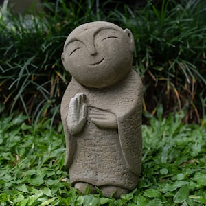 Jizo Buddha Stone 8 inch / 20 cm[LARGE] , jizo Buddha sculpture, home decor,  father day, garden decor, children guardian, traveler guardian
