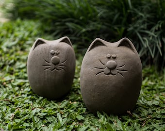 Cat stone decoration 2 Different Sizes, Cat figurine, oof meme stone, cat hand carving, cat decor, garden decor, animal figurine, cat statue