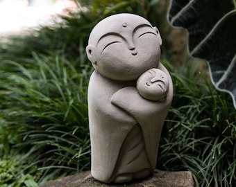 Jizo-boeddhasteen 9 inch, jizo-boeddhabeeldhouwwerk, woondecoratie, vaderdag, tuindecor, kinderbeschermer, reizigersbeschermer