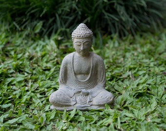 Buddha Stone Concrete 7 Inch  17 cm/ , Buddha Sculpture, Meditating Buddha Statue, Garden Decor, Garden Figurine, Housewarming, Gift Idea
