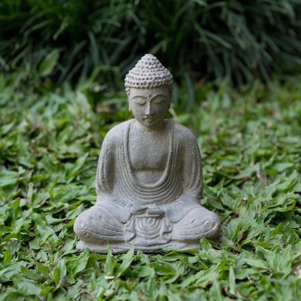 Buddha Stone Concrete 7 Inch  17 cm/ , Buddha Sculpture, Meditating Buddha Statue, Garden Decor, Garden Figurine, Housewarming, Gift Idea