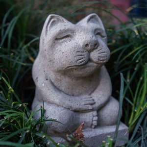 Cat Meditating Yoga Zen Statue 8 inch / 20 cm, yoga cat stone, yoga stone, cat statue, Garden Decor, Home Decor, House Decor