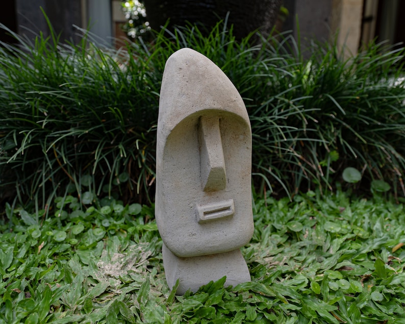 Tiki Statue Moai Easter Island Tiki Totem Face Pole Stone Etsy