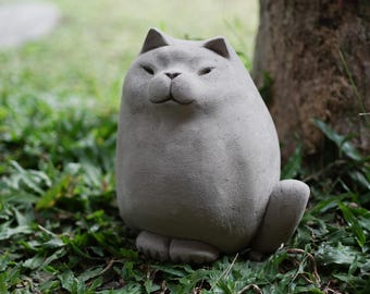 Kattensteen 7,5 inch / 19 cm, kat Jizo, steenhouwen, kattenliefhebber, woondecoratie, tuindecor, terrasdecor, verjaardagscadeau, cadeau-idee