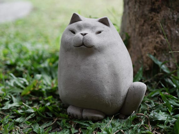 Cat Stone 7.5 Inch / 19 Cm, Cat Jizo, Stone Carving, Cat Lover