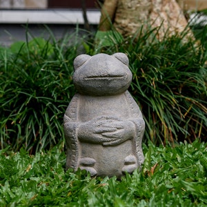 Zen Frog 8 Inch / 20 cm, Concrete Frog, Frog Sculpture, Frog Stone Carving, Modern Home Decor, Garden Decor, Housewarming, Birthday Gift