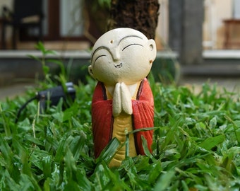 Collorful Jizo Statue 9 inch / 22 cm, Stone Statue, Jizo Figurine, Jizo Buddha, Buddha Statue, Buddha Figurine, Buddha Jizo,Zen Statue