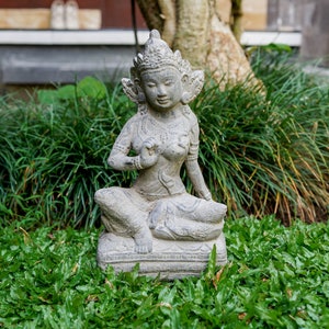 Tara Statue 13.5 Inch / 34 cm, Tara Concrete, Java Style, Indonesian, Garden Decor, Room Decor, Home Decor, Gift Idea, Holiday Decor
