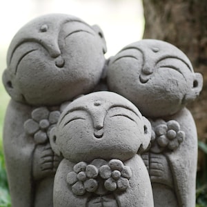 3 Jizo Buddha Stone 9 inch/ 23 cm, jizo Buddha sculpture, home decor,  father day, garden decor, traveler guardian, Zen Buddha