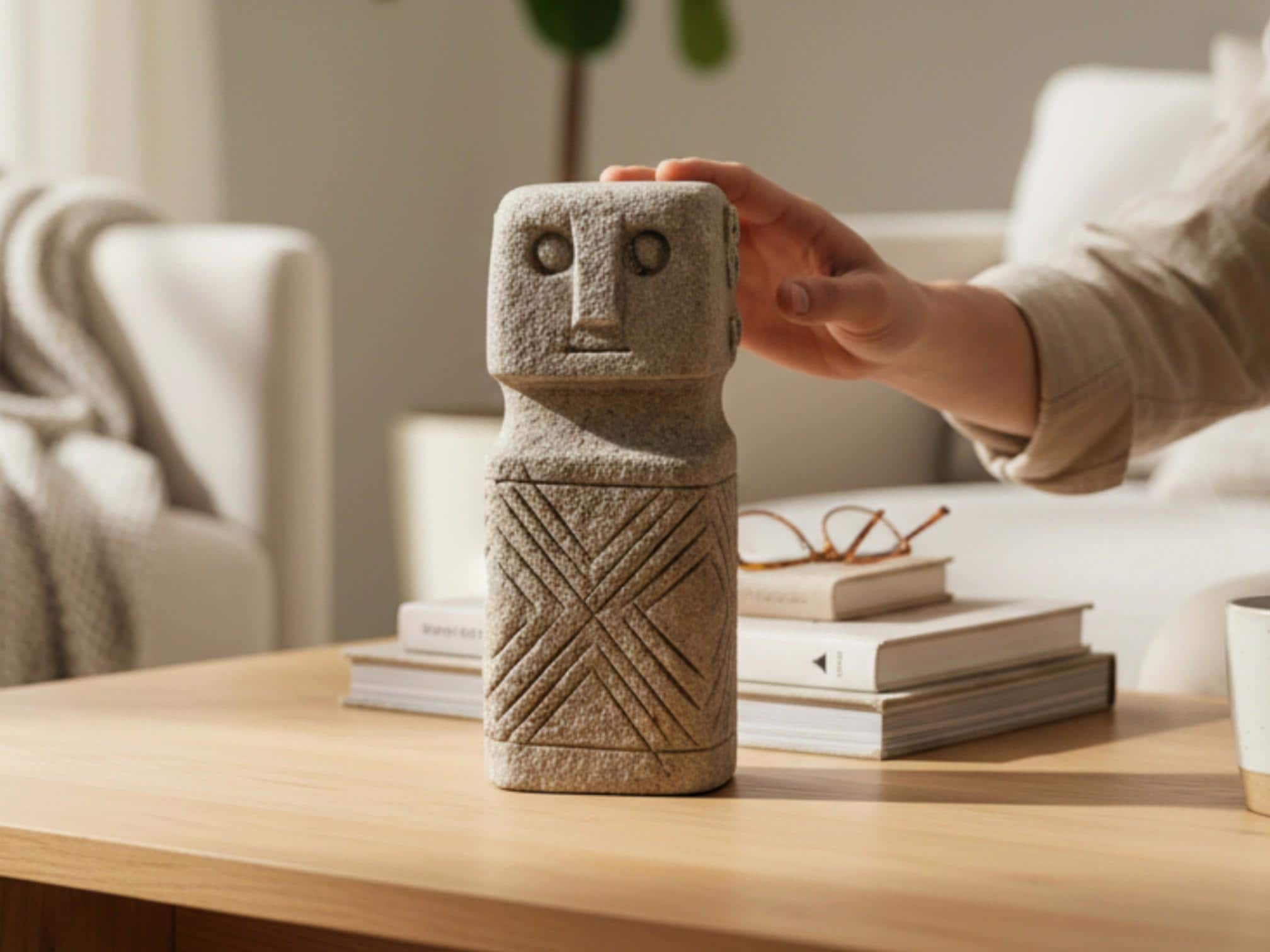 Primitive Statue Stone 6 Inch, Tiki Rock Statue, Unique Statue