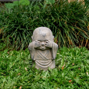 Funny Jizo Buddha 6 Inch / 16 cm, Buddha Figurine, Buddha Statue, Buddha Sculpture, Concrete Figurine, Gift for Her, Gift for Father