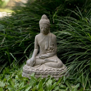 Buddha Stone Concrete 7 inch /  17 cm, Buddha Sculpture, Meditating Buddha, Stone Figurine , Sitting Sculpture, Room Decor, Garden Decor