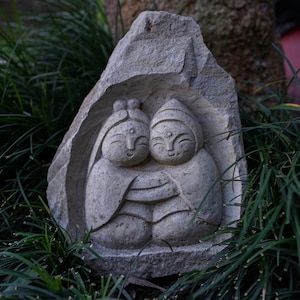 Jizo Buddha Stone 11,5 pulgadas (29 cm) escultura de jizo Buddha, decoración del hogar, día del padre, decoración del jardín, guardián del viajero
