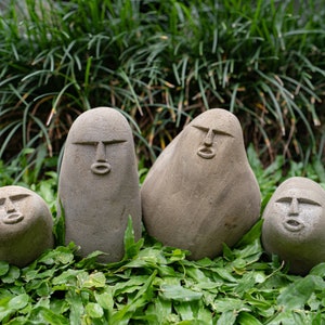 Funny Stone face, Stone Face Figurine, Stone carving face, Funny face, stone carving, garden decor, home decoration
